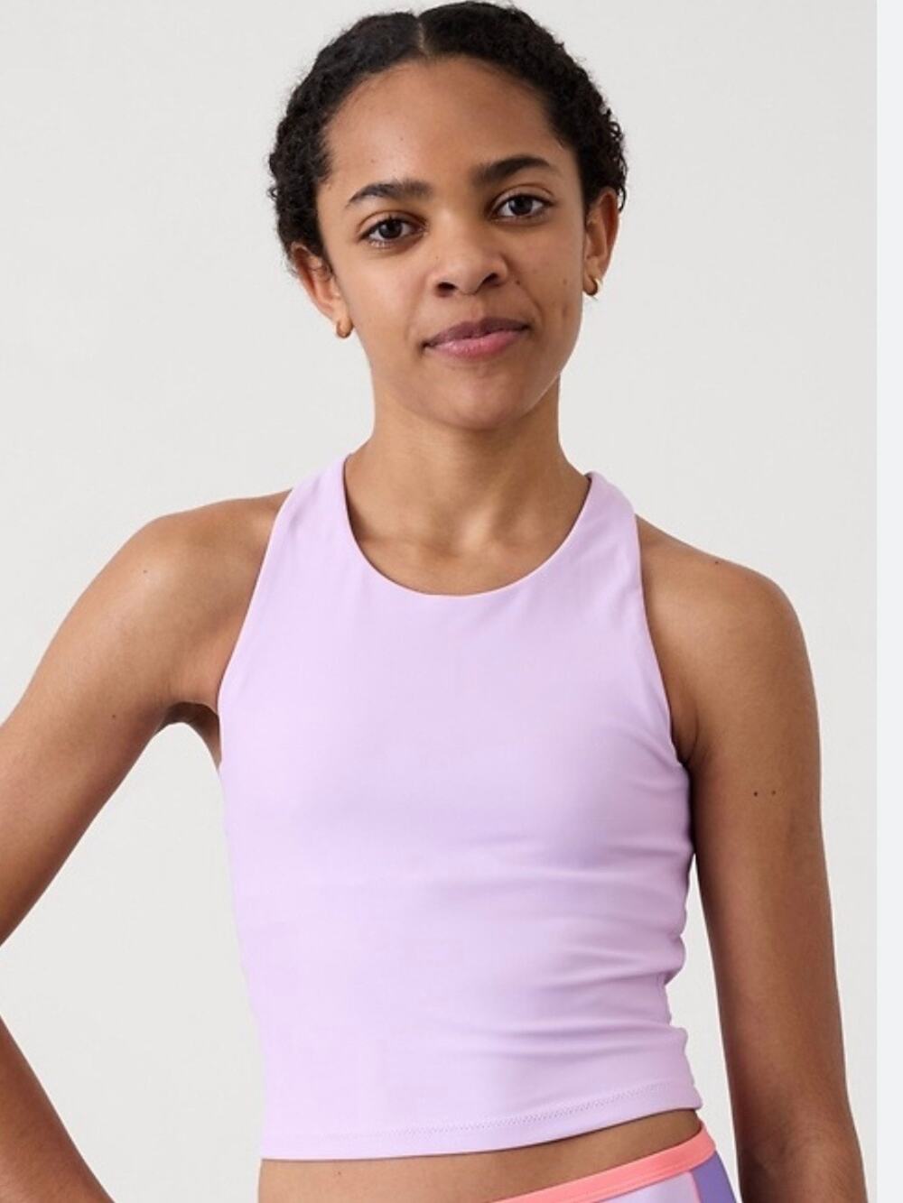 Athleta GIRL High Neck Crop Tankini Top Taro Purple NEW Small 7